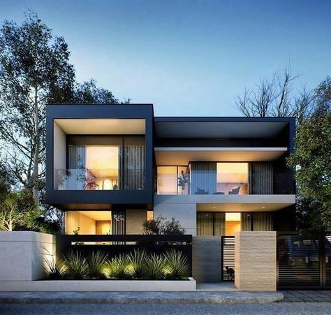 Apartment Livingroom, Villa Modern, Modern Exterior House, Apartment Modern, Modern Exterior House Designs, House Front Design, House Elevation, House Architecture, Modern Houses