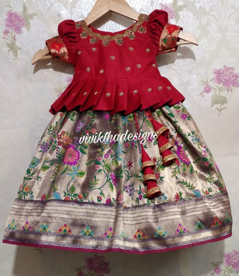 Dresses Kids Girl Princesses, Kids Lehanga Design, Sequence Flower, Luxury Kids Room, Indian Dresses For Kids, Cotton Frocks For Kids, Blouse Peplum, Pattu Langa