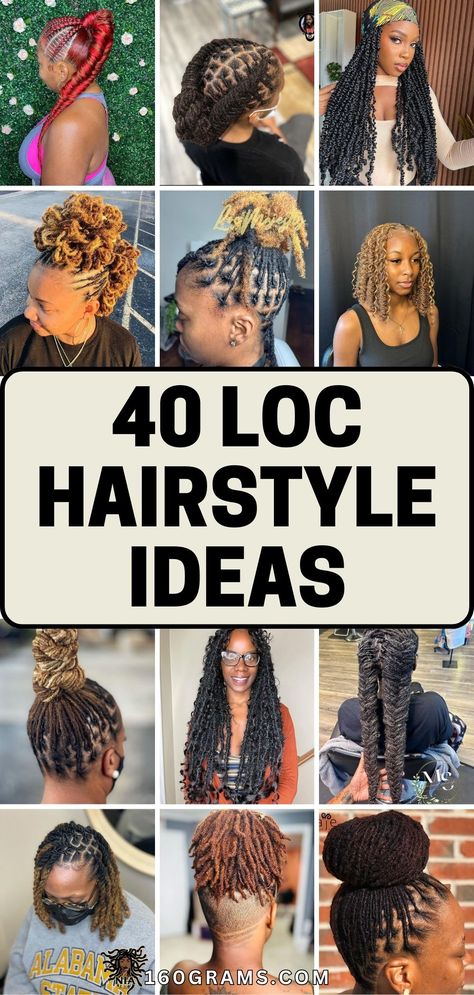 Pin this for a variety of trendy loc styles suitable for all occasions! Whether you're looking for a formal event or a casual outing, these loc styles will elevate your look. Explore now to find your perfect style! #LocStyles #FashionInspo #NaturalHairJourney Loc Styles For Girls Locks, Side Swept Locs, Loc Extensions Styles For Women, Loc Bobs For Women, Fishtail Locs Hairstyles, Loc Styles For Graduation, Up Do Locs Black Women, Loc Petals On Long Locs, 3 Year Loc Journey