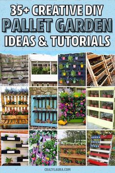 If you have some left over pallets and need a weekend DIY project for your porch or backyard, check out these awesome vertical pallet garden ideas, plant holders and herb gardens for inspiration! #palletgarden #gardenideas #diy #palletideas Pallet Garden Ideas Diy, Pallet Garden Walls, Pallet Gardens, Pallet Garden Ideas, Vertical Pallet Garden, Herb Garden Pallet, Plant Herbs, Pallet Gardening, Pallet Projects Garden