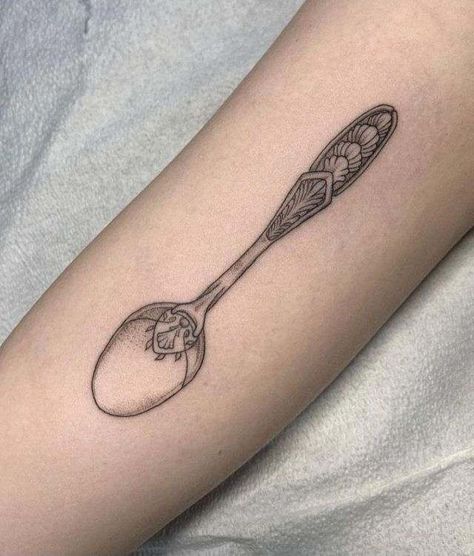 Tea Spoon Tattoo, Small Spoon Tattoo, Silver Spoon Tattoo, Spoon Tattoo Ideas, Spoon Theory Tattoo Ideas, Spoon Tattoo, Spoon Theory Tattoo, Spoon Theory, Tattoo Outline