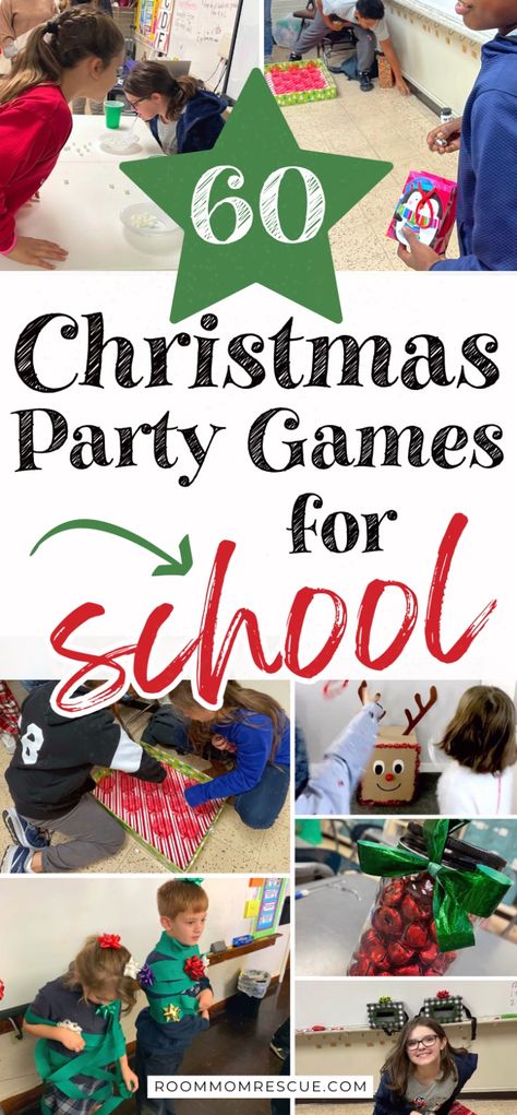 You can find a whole list of fun Christmas party games in this post without searching endlessly online! Planning the class Christmas party game was my job this year, and I put together a list of the best Christmas party games to play with kids (or your family!). Browse the list and pick one of these games next time you're planning a holiday party. Kid Xmas Party Games, Christmas Games Kids Party, Games For School Christmas Party, Elementary Class Christmas Party, Christmas Activities For Large Groups, Christmas Class Parties, Kids Holiday Games For School, Preschool Holiday Party Games, Christmas Themed Games For Teens