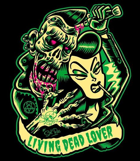 Sol Rac on Instagram: “#livingdead #deadman #zombie #psychobillysolrac #solracpsychobilly #SolRac #solracartwork #solracartist #solracart #solracmonster…” Rockabilly Art, Instagram Editor, Horror Punk, Rockabilly Girl, Creepy Horror, Psychobilly, Living Dead, Dead Man, Art Background