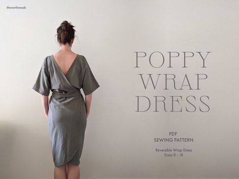 Reversible Wrap Dress PDF Sewing Pattern - Midi Dress, Kimono Dress, Beginner Friendly, Plus Size, A0, US Letter, A4 Reversible Wrap Dress, Linen Wrap Dress Pattern, Easy Wrap Dress Pattern, Wrap Dress Pattern Free, Diy Wrap Dress, Linen Dress Pattern, Wrap Dress Sewing Patterns, Mock Wrap Dress, Wrap Dress Pattern