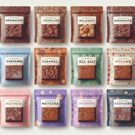 Brownie Package Ideas, Bakery Cookie Packaging, Brownie Bites Packaging Ideas, Individual Brownie Packaging, Mini Cookie Packaging, Sweets Packaging Ideas, Brownie Boxes Packaging, Brownie Packaging Design, Sweet Boxes Ideas Gifts