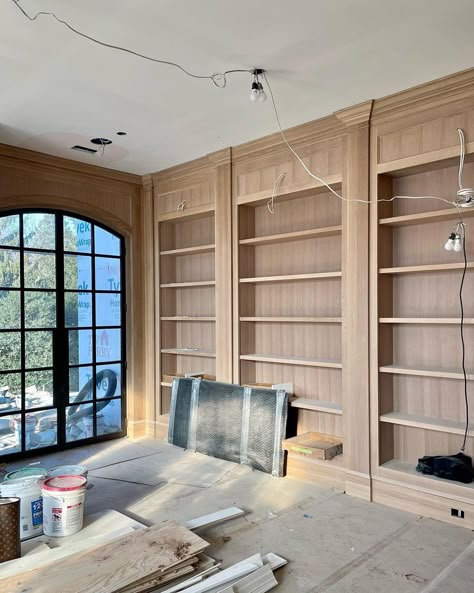 Beautiful progress in this new library we’re designing with @annedeckerarchitects for discerning clients in Virginia. Custom limed oak… | Instagram Oak Paneling, Custom Library, Library Cabinet, Home Library Rooms, Limed Oak, Secret Space, Library Wall, Love Luxury, Home Library Design