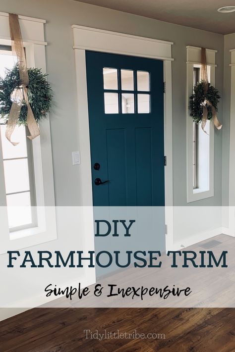 Diy Farmhouse Trim, Farmhouse Baseboards, Farmhouse Window Trim, Diy Window Trim, Farmhouse Trim, Interior Window Trim, Interior Door Trim, Baseboard Trim, House Trim