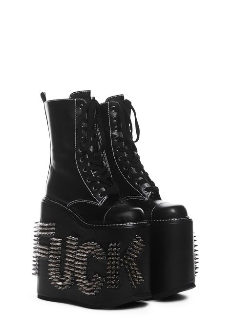 Mood Grunge, 90s Platform Shoes, Dolls Kill Shoes, Platform Combat Boots, Say What You Mean, Gothic Boots, Goth Shoes, Goth Boots, Lace Up Leggings