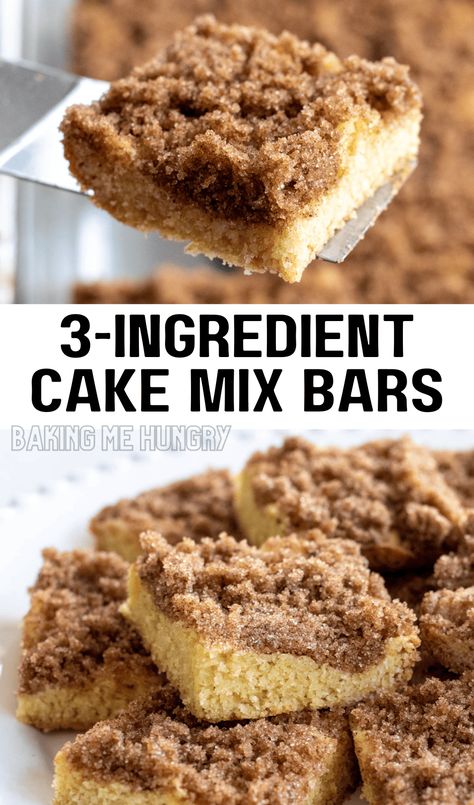 Sweet treats like these 3 ingredient cake mix cookie bars make the perfect quick dessert. Sure to be a family favorite! 3 Ingredient Bars, 3 Ingredient Cake Mix Recipes, Bars From Cake Mix Recipes, 3 Ingredient Cakes Recipes, Spice Cake Mix Cookie Bars, Birthday Cake Box Mix Recipes, Cake Mix Bars Pioneer Woman, Easy Cake Mix Cookie Bars, 3 Or 4 Ingredient Desserts