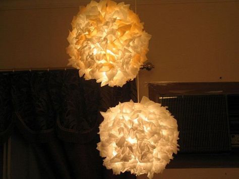 Tissue paper lamp #decoration #lighting Tissue Paper Lampshade Diy, Tissue Paper Lampshade, Tissue Paper Lamp, Paper Lampshade Diy, Lampshade Diy, Paper Lamps, Diy Lamps, Lamp Inspiration, Diy Outdoor Lighting