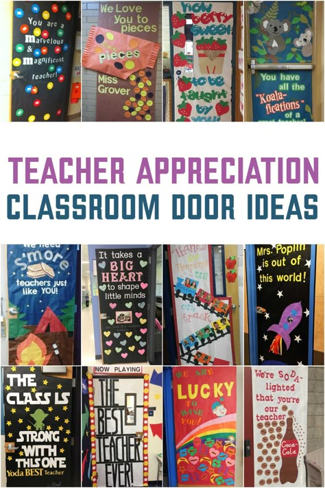 Teacher Appreciation Week Poster, Classroom Door Decorating Ideas, Teacher Appreciation Week Door, Teacher Appreciation Decorations, Paraprofessional Appreciation, Strong Verbs, Teacher Appreciation Door Decorations, Fall Bulletin Board Ideas, Preschool Teacher Appreciation