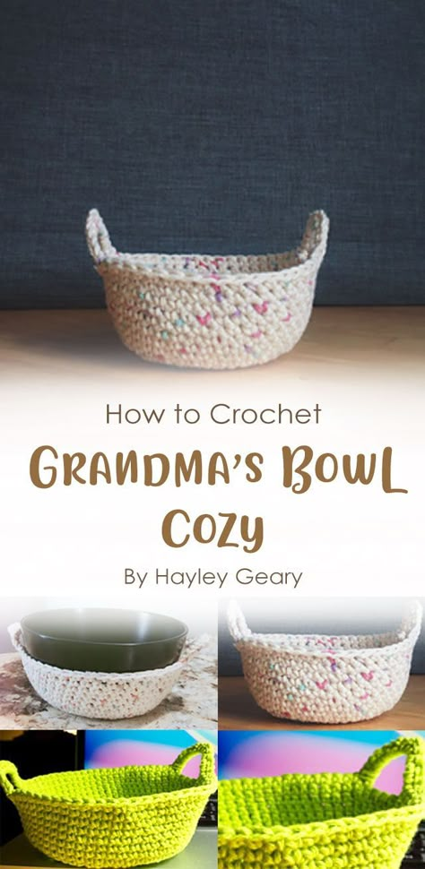 Crochet Patterns Bowl Cozy, Knit Bowl Cozy Pattern, Bowl Crochet Pattern Free, Bowl Holders For Microwave Patterns, Free Crochet Bowl Cozy Patterns, Bowl Holders For Microwave Crochet, Crochet Cozy Bowl Pattern, Everyday Crochet Projects, Microwave Bowl Cozy Pattern Free Crochet