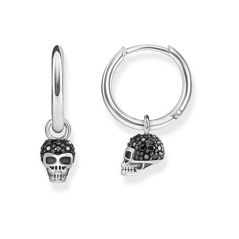 hoop earrings "skull" - CR623 – from the Glam & Soul collection from USD 179,00. Order now easy & secure in our official THOMAS SABO online shop! - USA Emo Mode, Vogue Jewelry, 2020 Outfits, Skull Gifts, Topaz Necklace, Punk Jewelry, Skull Pendant, Matching Jewelry, Black Skulls