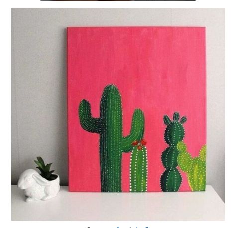 Acrylic Cactus Painting, Acrylic Cactus, Cute Art Projects, Succulent Painting, Cactus Diy, Cactus Painting, Art Mignon, Soyut Sanat Tabloları, Watercolor Paintings Easy