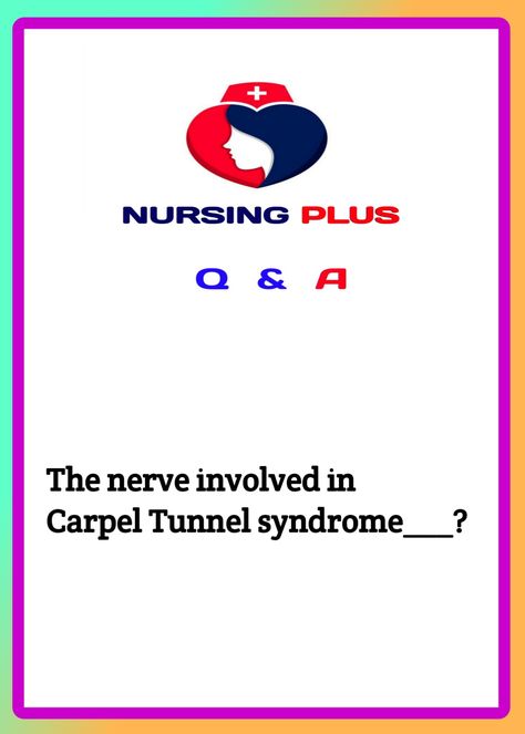 Daily Nursing Plus MCQs Carpel Tunnel Syndrome, Nursing Exam, Exam Preparation, Questions And Answers, Nursing