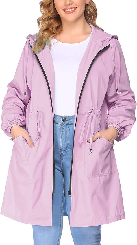 Amazon.com: IN'VOLAND Women's Rain Jacket Plus Size Long Raincoat Lightweight Hooded Windbreaker Waterproof Jackets with Pockets : Clothing, Shoes & Jewelry Rainy Coat, Plus Size Raincoat, Cute Rain Jacket, Cute Raincoats, Long Raincoat, Raincoat Fashion, Waterproof Jacket Women, Green Raincoat, Long Rain Coat