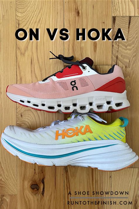 Comparing two styles of running shoes from stability to cushion to see what's best for you Hoka Shoes Woman, Cute Running Outfit, Cute Running Shoes, Best Workout Shoes, Best Gym Shoes, Hoka Running, Womens Workout Shoes, Stylish Running Shoes, Cloud Shoes