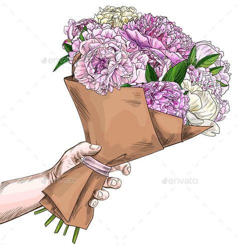 Hand Holding Lush Peonies Bouquet Wrapped in Craft #AD #Lush, #AFF, #Holding, #Hand, #Peonies Holding Bouquet Of Flowers Drawing, Hand Holding Bouquet Drawing, Hand Holding Flower Drawing, Hand Holding Flower Bouquet, Holding Flowers Drawing, Hand Holding Bouquet, Bouquet Of Flowers Drawing, Rose Flower Drawing, Rose Flowers Drawing