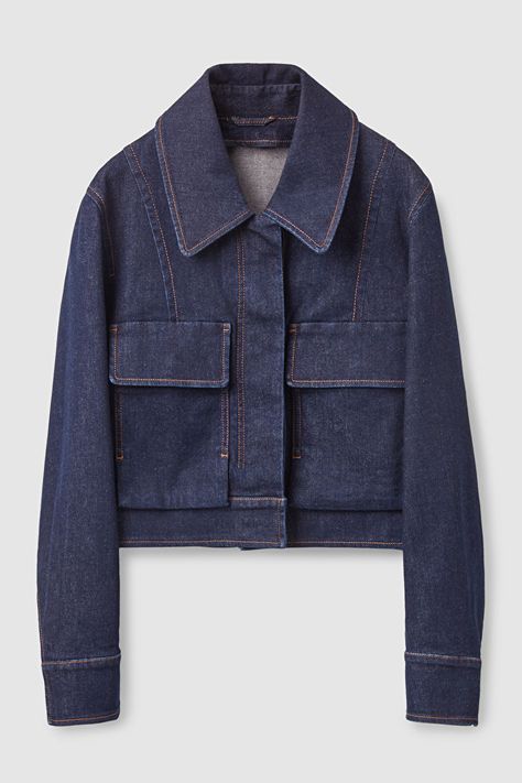 Made from an organic cotton-blend with stretch, this utility-style, cropped denim jacket has a relaxed fit and features detailed stitching, press folds on the sleeves and oversized patch pockets. - Hidden placket - Tabs at back - Organic cotton is grown from non-genetically modified seeds without chemical fertilizers or pesticides 55% Organic cotton, 42% Tencel™ lyocell, 3% Elastane / Machine washable Back length of size 6 is 19" / Model is 5'9" tall and wearing a size 6 Mode Kimono, Dark Indigo, Cropped Denim Jacket, Women's Coats & Jackets, Cropped Denim, Utility Jacket, Crop Jacket, Coats Jackets Women, Jean Jacket