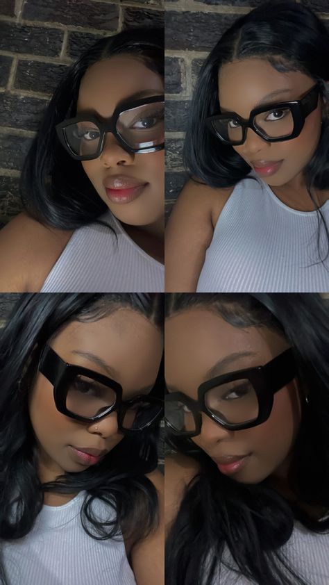 Chunky Black Glasses Frames, Thick Glasses Lens, Big Frame Glasses Black Women, Thick Black Glasses Aesthetic, Clear Glasses Frames Black Women, Black Big Frame Glasses, Thick Rimmed Glasses Aesthetic, Oversized Glasses Frames Black Women, Chunky Glasses Outfit