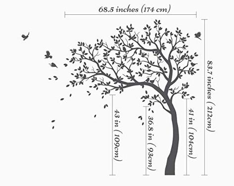 Amazon.com: Studio Quee White Tree Wall Decals Large Nursery Tree Decals with Birds Stunning White Tree Decals Wall Tattoos Wall Mural Removable Vinyl Wall Sticker KW032_1: Home & Kitchen Wall Decal Branches, Large Nursery, Nursery Tree, Tree Decal, Wall Sticker Design, Tree Wall Murals, Tree Decals, Tree Nursery, Fa Fal