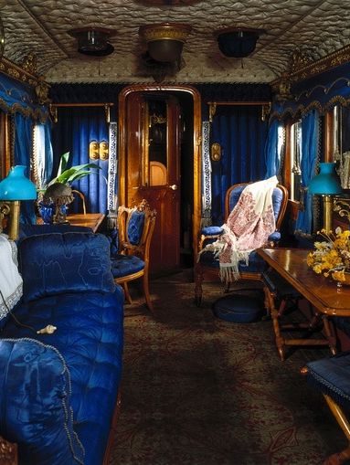 Interior of Queen Victoria's train carriage. Orient Express Train, Luxury Trains, Simplon Orient Express, National Railway Museum, Luxury Train, Railway Museum, Train Cars, Rail Car, Movie Set