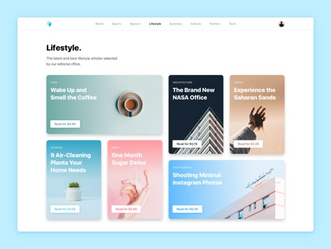 Made this lifestyle blog design for our recent Framer export release. What’s really cool about this design is that it uses Framer’s layout tools to make the design scalable by default. Our layout t... Intranet Portal, 블로그 디자인, Minimalist Theme, Lifestyle Blog Design, Card Ui, Webdesign Inspiration, Ui Design Website, 카드 디자인, Web Ui Design