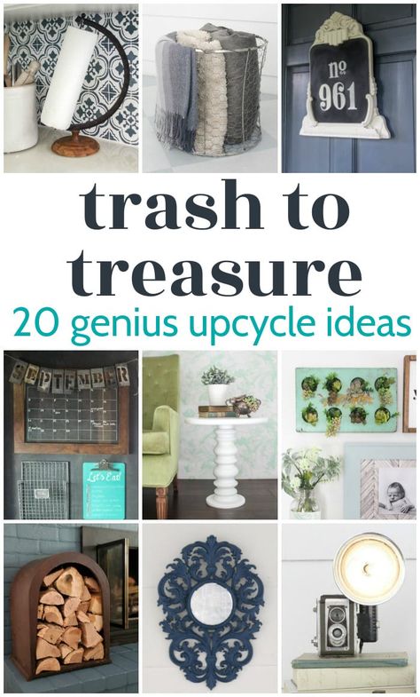 These 20 trash to treasure projects are full of creative ideas for using old junk in a completely new way. Get inspired with these upcycled decor ideas for every room in your home. Easy Refurbish Diy Projects, Useful Upcycled Crafts, Trash Into Treasure Diy, Diy Trash To Treasure Ideas, Best Upcycling Ideas, Up Cycling Ideas Diy, From Trash To Treasure Ideas, Vintage Upcycle Diy Projects, Funky Junk Interiors Diy