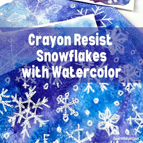 One of the many fun ways to combine art and science is by making crayon resist snowflakes with watercolor. Students as young as kindergarten love learning how to draw snowflakes. And it’s even more fun when you draw them with a white crayon so they magically appear when painted over with watercolor! Before you draw […] Related posts: Day of the Dead – Ofrenda Painting Crayon Resist Easter Card Butterfly with Watercolor & Oil Pastel Resist Watercolor Oil Pastel, Crayon Watercolor Art, Crayola Watercolor Painting, Weather Art Projects For Kids, Crayon And Watercolor Art, Weather Art Kindergarten, White Crayon Art, Christmas Kindergarten Art, Watercolor Resist Painting