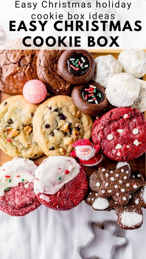 Easy Christmas holiday cookie box which are unique cookie box ideas perfect for holidays Christmas Cookie Tin Ideas, Christmas Sweet Box Ideas, Holiday Treat Boxes, Holiday Cookie Box Ideas, Christmas Cookie Wrapping Ideas, Christmas Dessert Box Ideas, Christmas Cookie Packaging Ideas, Christmas Cookie Gift Ideas, Christmas Cookies Boxes Ideas