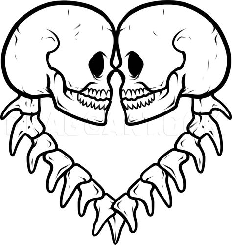 How To Draw Skulls, Step by Step, Drawing Guide, by Dawn | dragoart.com How To Draw Skulls, Easy Skull Drawings, Scary Drawings, Skeleton Drawings, Skull Art Drawing, Skulls Drawing, Heart Drawing, Skull Drawing, Graffiti Drawing