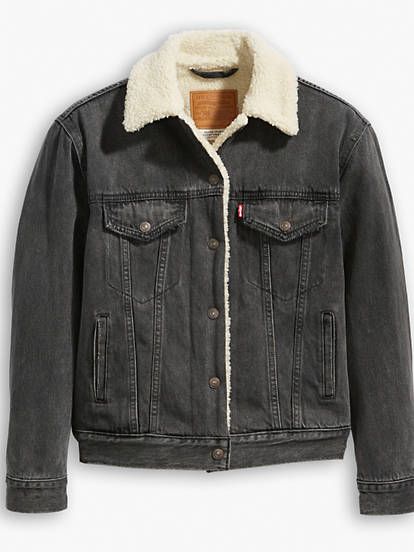 Levi's Outfit, Levi Sherpa, Levi Jacket, 80s Grunge, Fall Adventures, Dress Tights, Sherpa Trucker Jacket, Levis Outfit, Boys Fleece