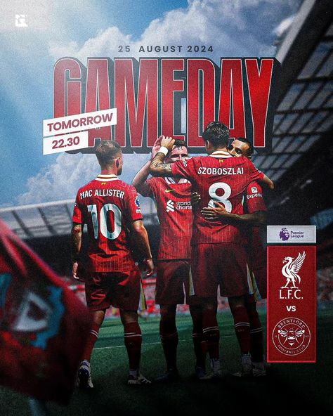 Match Day⚽️ @liverpoolfc VS @brentfordfc Premier League #match #gameday #liverpool #brentford #premierleague #football #soccer #graphicdesign #posterdesign #socialmedia #sportdesign #design #graphic #indosportgfxchallenge #graphicchallenge #photoshop #adobeillustrator #adobe #repostdesigntr Premier League Graphic Design, Soccer Gameday Graphics, Match Results Poster, Football Matchday Poster, Gameday Graphics Design, Track Graphic Design, Football League Poster, Premier League Design, Football Design Graphics