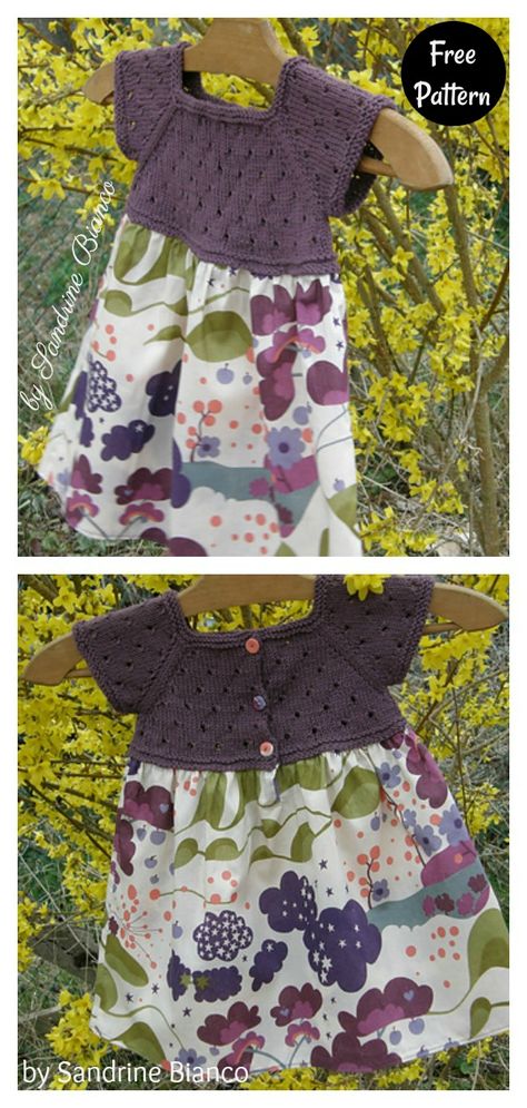 5 Mixed Media Dress Free Knitting Pattern - Page 2 of 2 Baby Dress Knitting Pattern Free, Girls Knit Dress Pattern Free, Knitted Baby Dresses Free Patterns, Knit Baby Clothes Patterns Free, Childrens Dress Patterns Free, Free Childrens Knitting Patterns Girls, Free Toddler Knitting Patterns, Toddler Knitting Patterns Free, Toddler Knit Dress