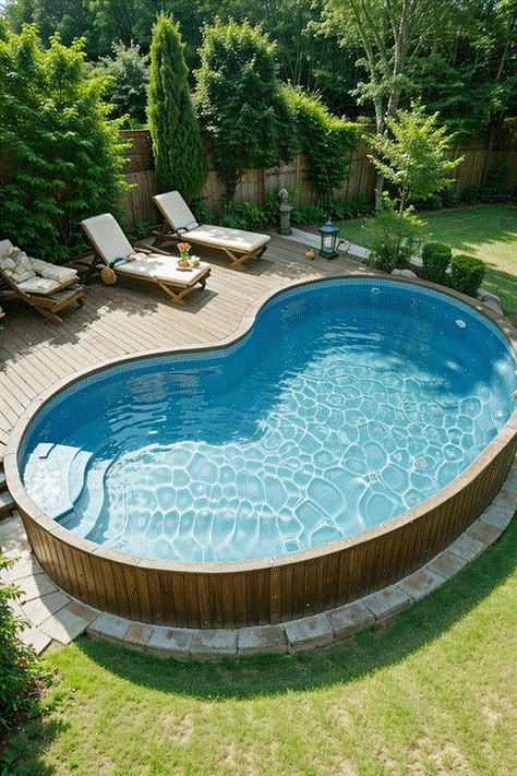 14 AMAZING Above Ground Pool Ideas to Inspire (+ Bar Addon) Patio Above Ground Pool Ideas Backyards, On Ground Pool Ideas, Doughboy Pool Ideas, Above Ground Pool Small Deck, Aboveground Pool Ideas, Backyard With Pool Ideas, Backyard Above Ground Pool Ideas, Best Above Ground Pool, Outside Pool