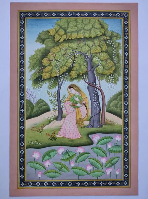 Kangra Painting, Pahari Painting, Rajasthani Miniature Paintings, Krishna And Radha, Mughal Miniature Paintings, Rajasthani Painting, Indian Traditional Paintings, Indian Miniature, India Painting