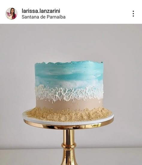 Blue And White Cake, Ocean Birthday Cakes, Summer Birthday Cake, Beach Birthday Cake, Surf Cake, Wave Cake, Beach Themed Cakes, Blue Jello, Ocean Cakes