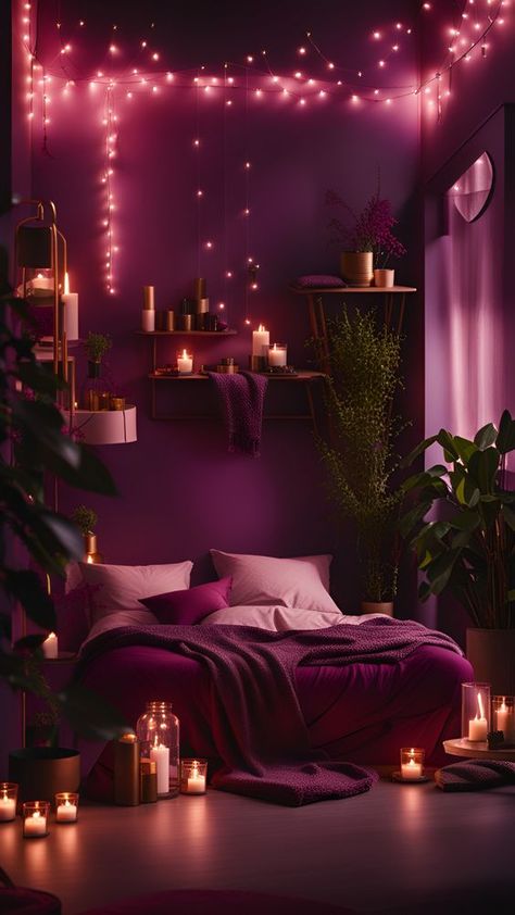 Dream Bedroom Inspiration, Feminine Bedroom, Apartment Decoration, Dark Home Decor, Small Apartment Living Room, Bedroom Decor Inspiration, Bedroom Red, Design Apartment, Dreamy Bedrooms