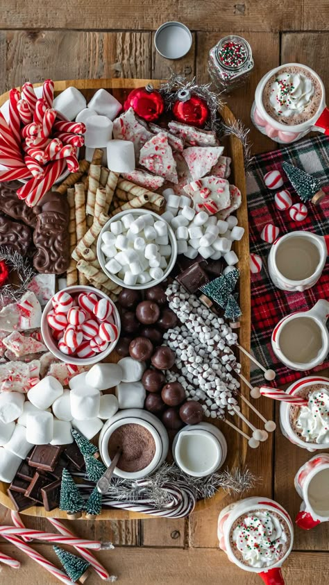 Xmas Movie Night, Hot Cocoa Board, Treat Boards, Cocoa Board, Christmas Girls Night, Treat Board, Christmas Sleepover, Holiday Movie Night, Board Night