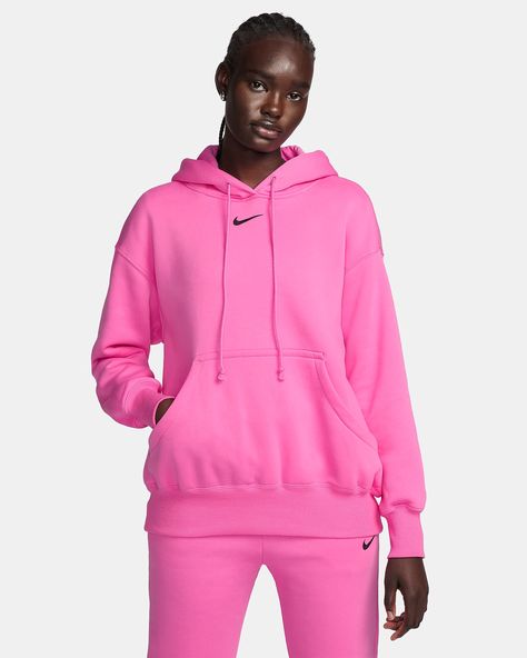 Nike Sportswear Phoenix Fleece Women's Oversized Pullover Hoodie. Nike.com Nike Sportswear Phoenix Fleece, Hoodies Womens Fashion, Nike Women Sweatshirt, Hoodie Jersey, Luxury Loungewear, Pink Set, Loungewear Luxury, Pink Nike, Pink Nikes