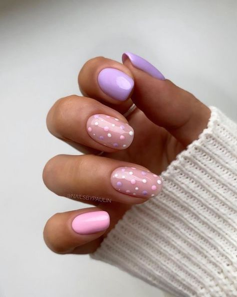 Easy Spring Nails Short, Nails With Dots Simple, Nails 23, Engagement Nails, Unghie Sfumate, Milky Nails, Cute Spring Nails, Simple Gel Nails, Girly Acrylic Nails