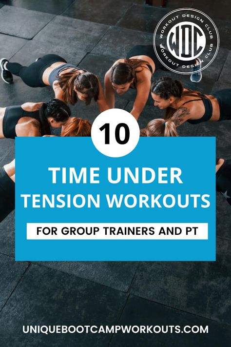 Time Under Tension Workouts Time Under Tension Workout Plan, Time Under Tension Workout, Group Training Workouts, Fitness Marketing Ideas, Resistance Training Exercises, Time Under Tension, Bootcamp Ideas, Resistance Training Workouts, Fitness Marketing