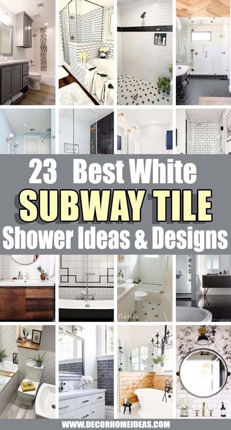 Bathroom Remodel With Subway Tile, Large Subway Tile Shower White Master Bathrooms, Bathroom Shower Subway Tile, Bathroom Tile Ideas Subway Tiles, Bathroom Floor And Tile Ideas, Master Bath With Subway Tile, Subway Tiles Shower Designs, White Tile Ideas For Bathroom, Subway Tile In Bathroom Wall