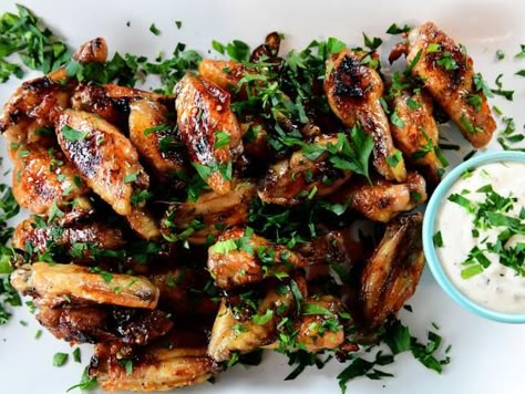 Get Crispy Wings with Hot Honey Sauce Recipe from Food Network Hot Honey Sauce Recipe, Honey Sauce Recipe, Hot Honey Sauce, Hot Honey Recipe, Easy Chicken Wing Recipes, Best Chicken Wing Recipe, Barbecue Sauce Chicken, Easy Chicken Wings, Crispy Wings