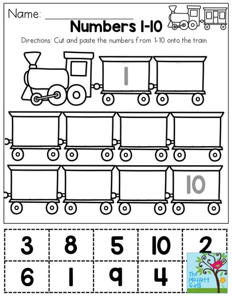 Cut and paste numbers 1-10. You could use this as a one-time activity, or laminate it and use it over and over again in the classroom! Preschool Number Worksheets, Transportation Preschool, Preschool Math Worksheets, Transportation Theme, 2nd Grade Worksheets, Numbers Preschool, Number Worksheets, Kindergarten Math Worksheets, Math Activities Preschool