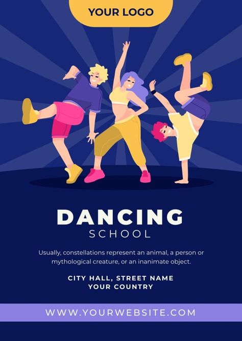 Hand-drawn Flat Urban Dancing School Poster Dance Event Poster Design, Dance Poster Design Graphics, Dance Class Poster, Dance Event Poster, Dance Poster Design, Dancing House, Dance Workshop, Class Poster, Dance Program