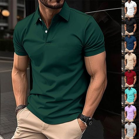 Mens Shorts Summer, Fabric Combinations, Look Casual, Fabric Names, Short Sleeve Polo, Mens Polo Shirts, Summer Shorts, Summer Wear, Mens Short