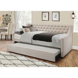 Jabari Upholstered Twin Daybed with Trundle Day Bed Frame, Twin Size Daybed, Trundle Mattress, Twin Daybed With Trundle, Twin Daybed, Daybed With Storage, Upholstered Daybed, Daybed With Trundle, Day Bed