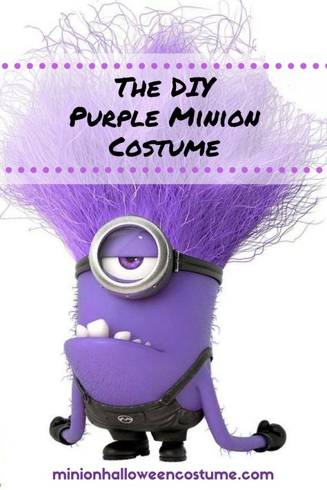 The DIY Purple Minion Costume Purple Minions Costume, Evil Minion Costume Diy, Minion Costumes Diy Women, Minion Halloween Decorations, Easy Minion Costume, Adult Minion Costume Diy, Purple Minion Costume Diy Women, Purple Minion Costume Diy, Minion Costumes Women's