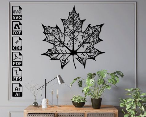 WallArtFiles - Etsy Turkey Laser Cut Wall Decor, Svg Flowers, Leaf Svg, Laser Cut Wood Crafts, Silhouette Template, Tassen Design, Laser Cnc, Lasercut Design, Sticker Wall Art